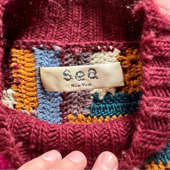 SEA New York Bubble Sleeve Crochet Knit Short Sleeve Wool Sweater Pink size 6 - Picture 4 of 5